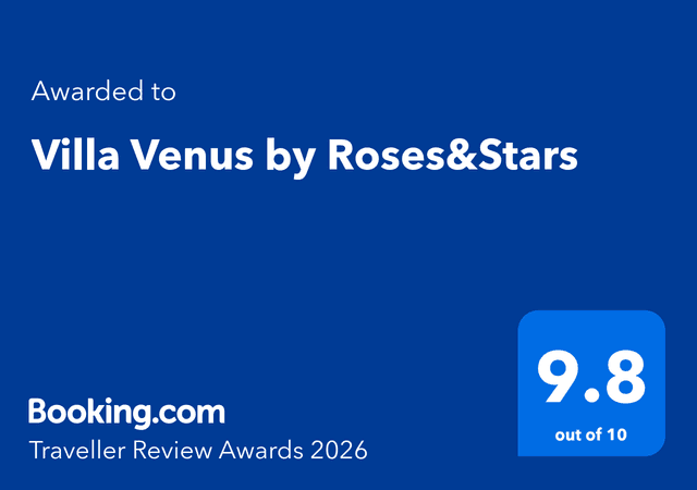 Booking.com Traveller Review Award 2026 — Villa Venus 9.8/10