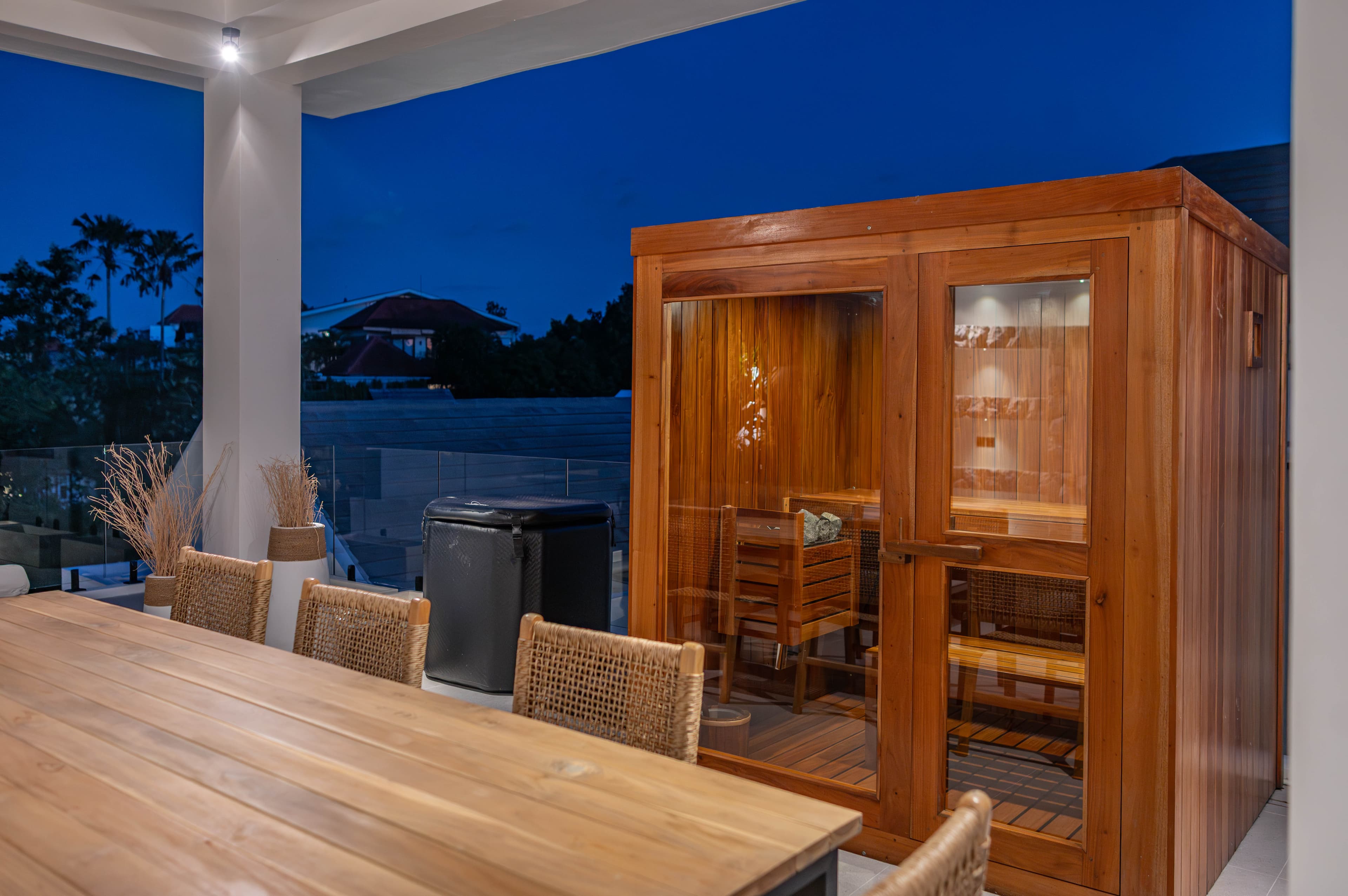 River View 4 — rooftop sauna at night